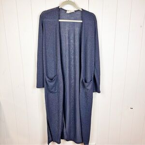 Spirited Boutique Blue Duster Longline Open Cardigan Relaxed Fit Bohemian Size S